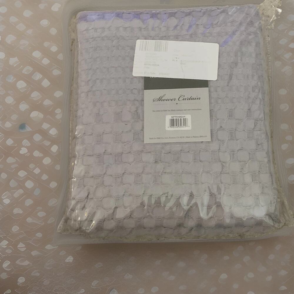 Madison Park Shower Curtain Gray Waffle Textured Cotton Fabric 72x72 NEW